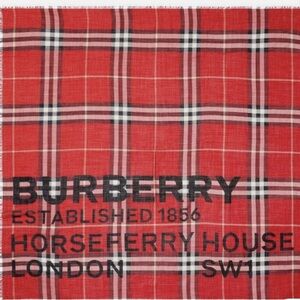Burberry scarf large red wool and silk